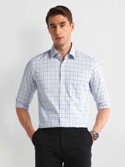 Arrow - Blue Manhattan Slim Cotton Checks Shirt