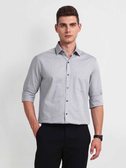 Arrow - Grey Long Sleeve Slim Fit Textured Shirt