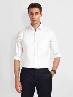 Arrow - White Manhattan Slim Fit Cotton Textured Shirt