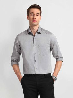 Arrow - Grey Manhattan Slim Fit Cotton Textured Shirt