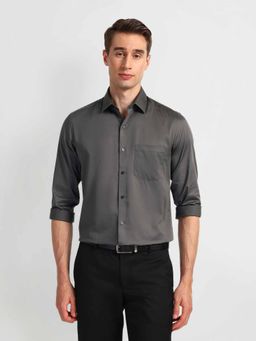 Arrow - Grey Manhattan Slim Fit Cotton Shirt