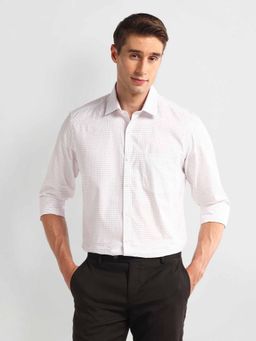 Arrow - White Manhattan Slim Fit Checks Shirt