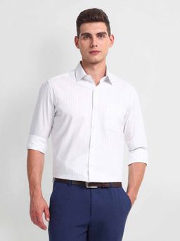 Arrow - Blue Twill Vertical Stripes Shirt