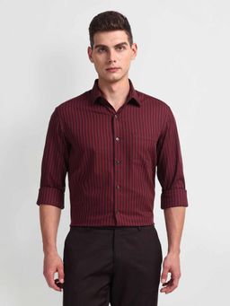 Arrow - Red Twill Vertical Stripes Shirt