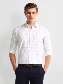 Arrow - White Windowpane Check Slim Fit Shirt