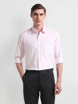 Arrow - Pink Manhattan Slim Cotton Checks Shirt