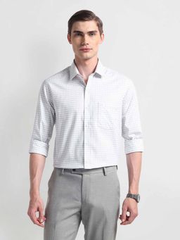 Arrow - White Manhattan Slim Cotton Checks Shirt