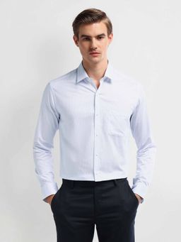 Arrow - Blue Cutaway Collar Cotton Stripe Shirt