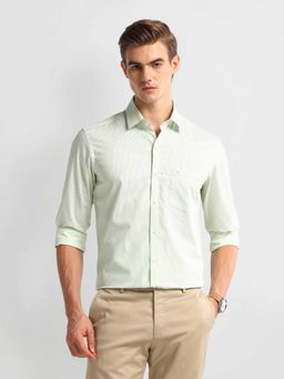 Arrow - Green Dobby Stripes Long Sleeve Shirt