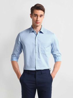 Arrow - Blue Cutaway Collar Cotton Shirt