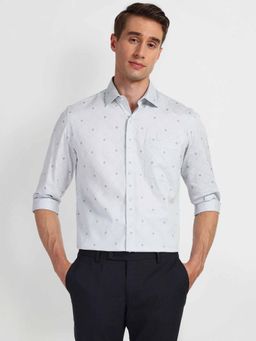 Arrow - Grey Cutaway Collar Cotton Printed Shirt
