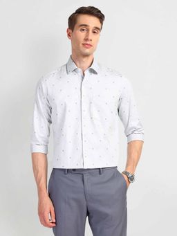 Arrow - White Cutaway Collar Cotton Printed Shirt