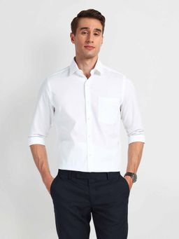 Arrow - Blue Cutaway Collar Cotton Textured Shirt