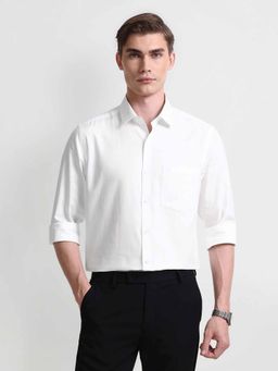 Arrow - White Regular Dobby Long Sleeve Textured Shirt