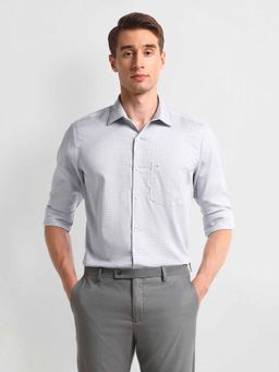 Arrow - Grey Cutaway Collar Cotton Checks Shirt