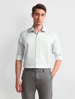 Arrow - Green Cutaway Collar Vertical Stripes Shirt