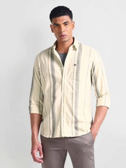 Arrow Sports - Beige Long Sleeve Stripes Shirt