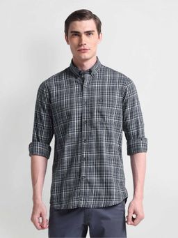 Arrow Sports - Blue Button-Down Collar Slim Fit Checks Shirt