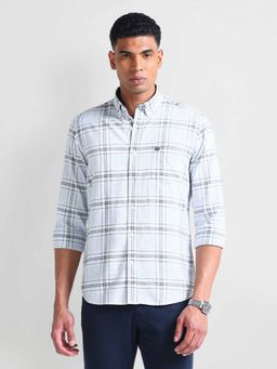 Arrow Sports - Blue Slim Fit Oxford Checks Shirt