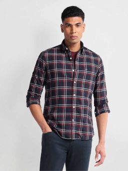 Arrow Sports - Navy Blue Tartan Checks Slim Fit Shirt