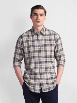 Arrow Sports - Beige Tartan Checks Oxford Shirt