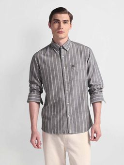 Arrow Sports - Grey Vertical Stripe Manhattan Slim Shirt