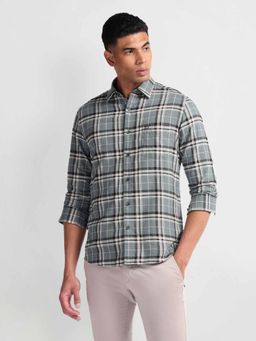 Arrow Sports - Green Tartan Checks Slim Fit Shirt