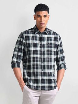 Arrow Sports - Black Point Collar Manhattan Slim Fit Checks Shirt