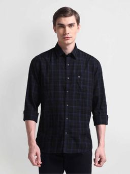 Arrow Sports - Blue Manhattan Slim Fit Twill Checks Shirt