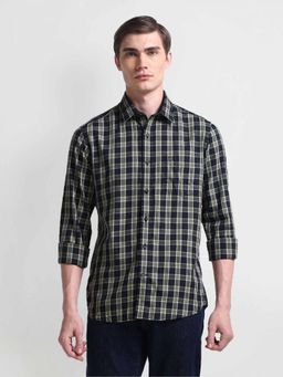 Arrow Sports - Navy Blue Manhattan Slim Fit Twill Checks Shirt