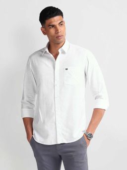 Arrow Sports - White Floral Print Dobby Shirt