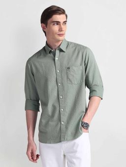 Arrow Sports - Green Floral Print Manhattan Slim Fit Shirt
