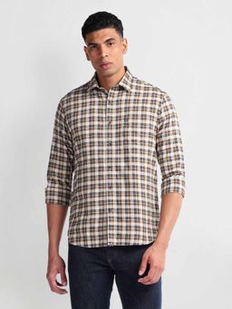 Arrow Sports - Brown Tartan Checks Slim Fit Shirt