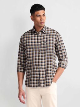 Arrow Sports - Brown Point Collar Slim Fit Checks Shirt