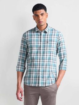 Arrow Sports - Blue Tartan Check Herringbone Checks Shirt