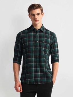Arrow Sports - Green Tartan Checks Cotton Shirt
