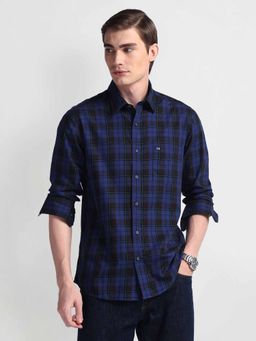 Arrow Sports - Blue Tartan Check Point Collar Shirt