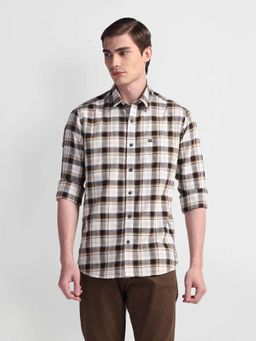 Arrow Sports - Brown Tartan Check Oxford Shirt