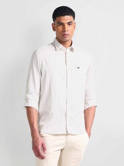 Arrow Sports - Beige Floral Print Manhattan Slim Shirt