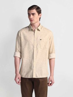 Arrow Sports - Beige Point Collar Heathered Shirt