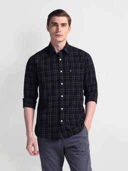 Arrow Sports - Black Manhattan Slim Fit Checked Shirt