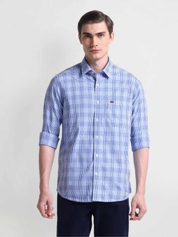 Arrow Sports - Blue Manhattan Slim Fit Gingham Check Shirt