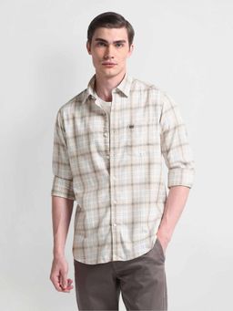 Arrow Sports - Beige Point Collar Manhattan Slim Fit Shirt