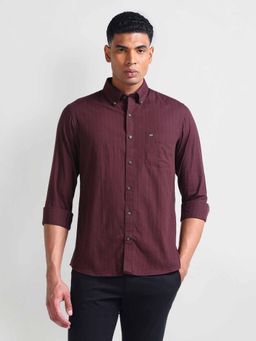 Arrow Sports - Red Button Down Collar Striped Shirt