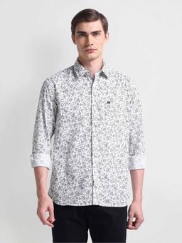 Arrow Sports - White All Over Floral Print Twill Shirt