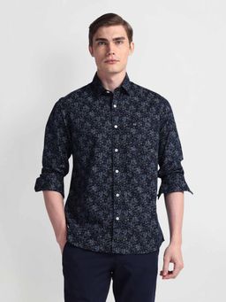 Arrow Sports - Navy Blue All Over Floral Print Manhattan Slim Fit Shirt