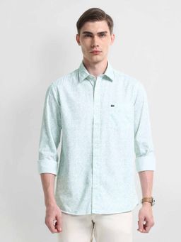 Arrow Sports - Green Slim Fit Print Twill Shirt