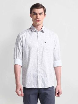 Arrow Sports - Grey Tropical Print Manhattan Slim Fit Shirt