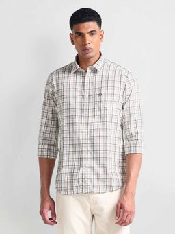 Arrow Sports - Beige Manhattan Slim Fit Twill Shirt