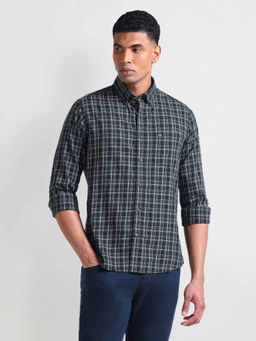 Arrow Sports - Black Tartan Checked Oxford Shirt